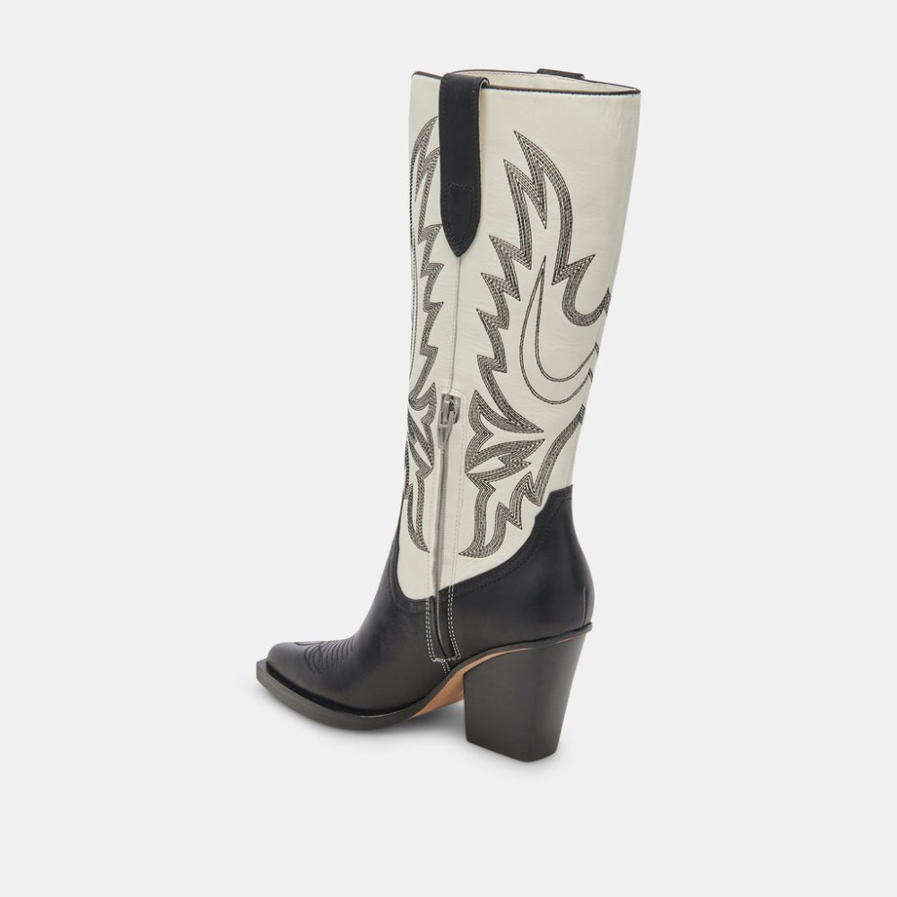 Dolce Vita Blanch Boots Black White Leather