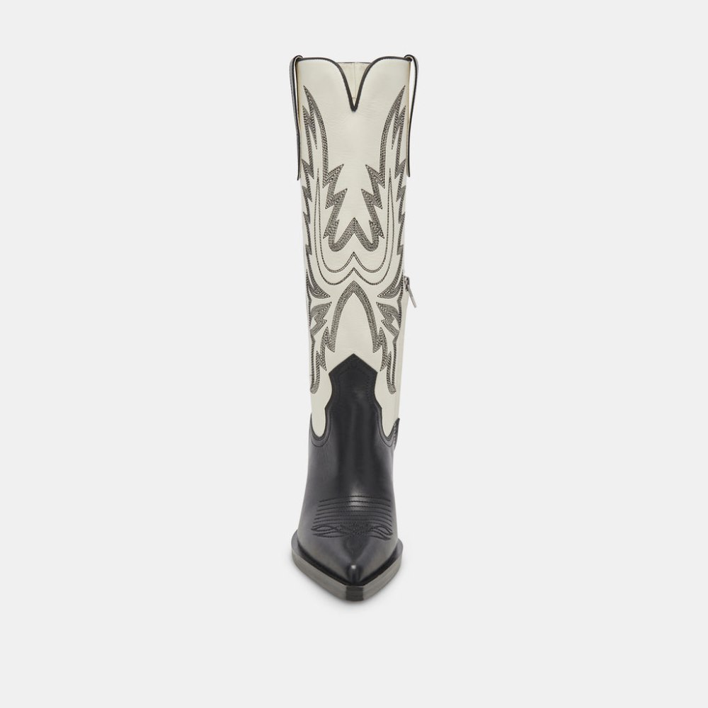 Dolce Vita Blanch Boots Black White Leather