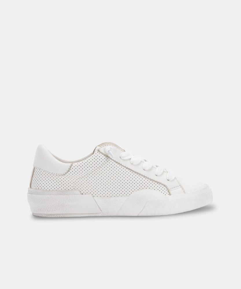 Dolce Vita Zina Sneakers White Perforated Leather