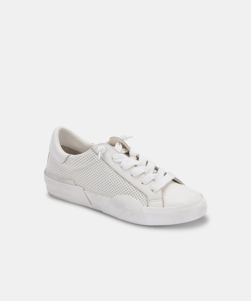 Dolce Vita Zina Sneakers White Perforated Leather