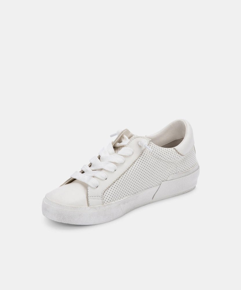 Dolce Vita Zina Sneakers White Perforated Leather