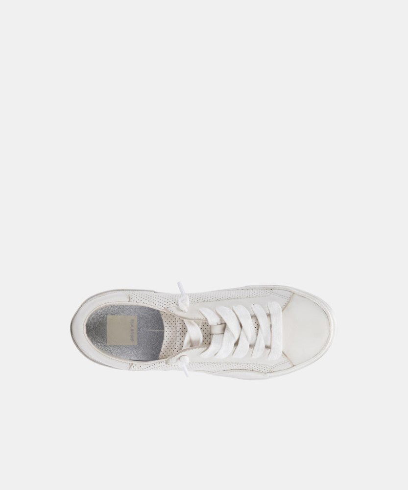 Dolce Vita Zina Sneakers White Perforated Leather