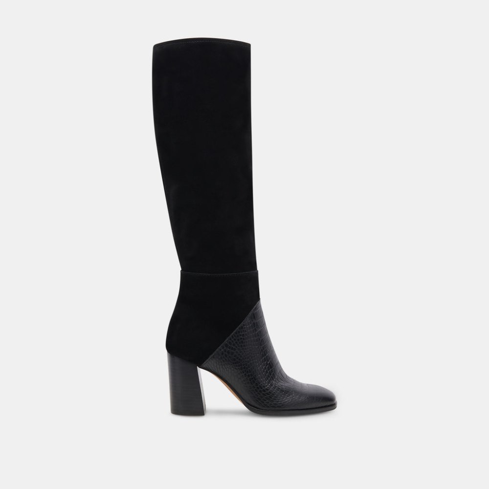 Dolce Vita Fynn Boots Black Multi Embossed Leather
