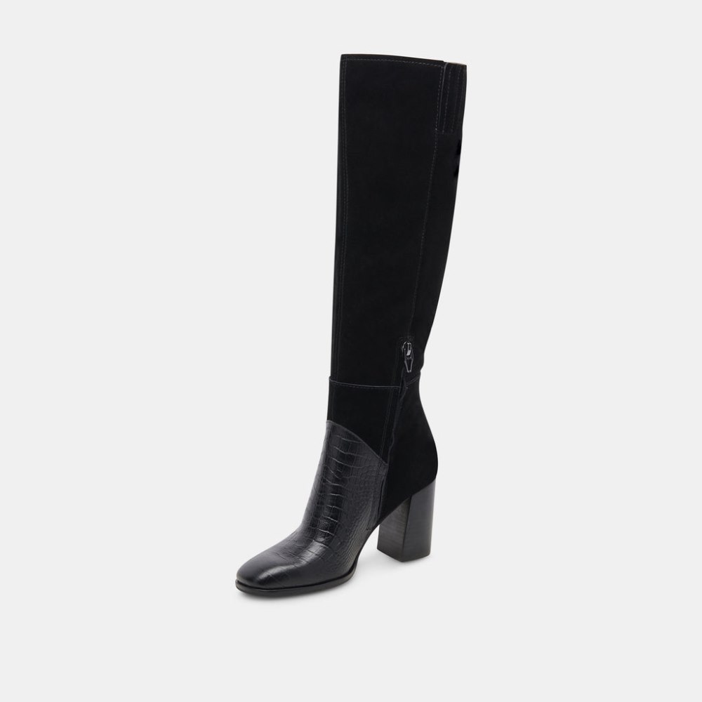 Dolce Vita Fynn Boots Black Multi Embossed Leather