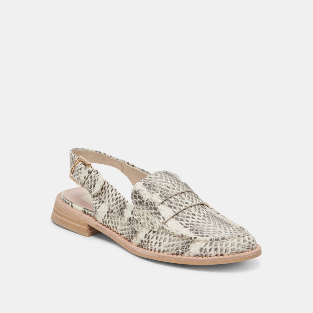 Dolce Vita Hardi Loafers Grey White Snake Embossed
