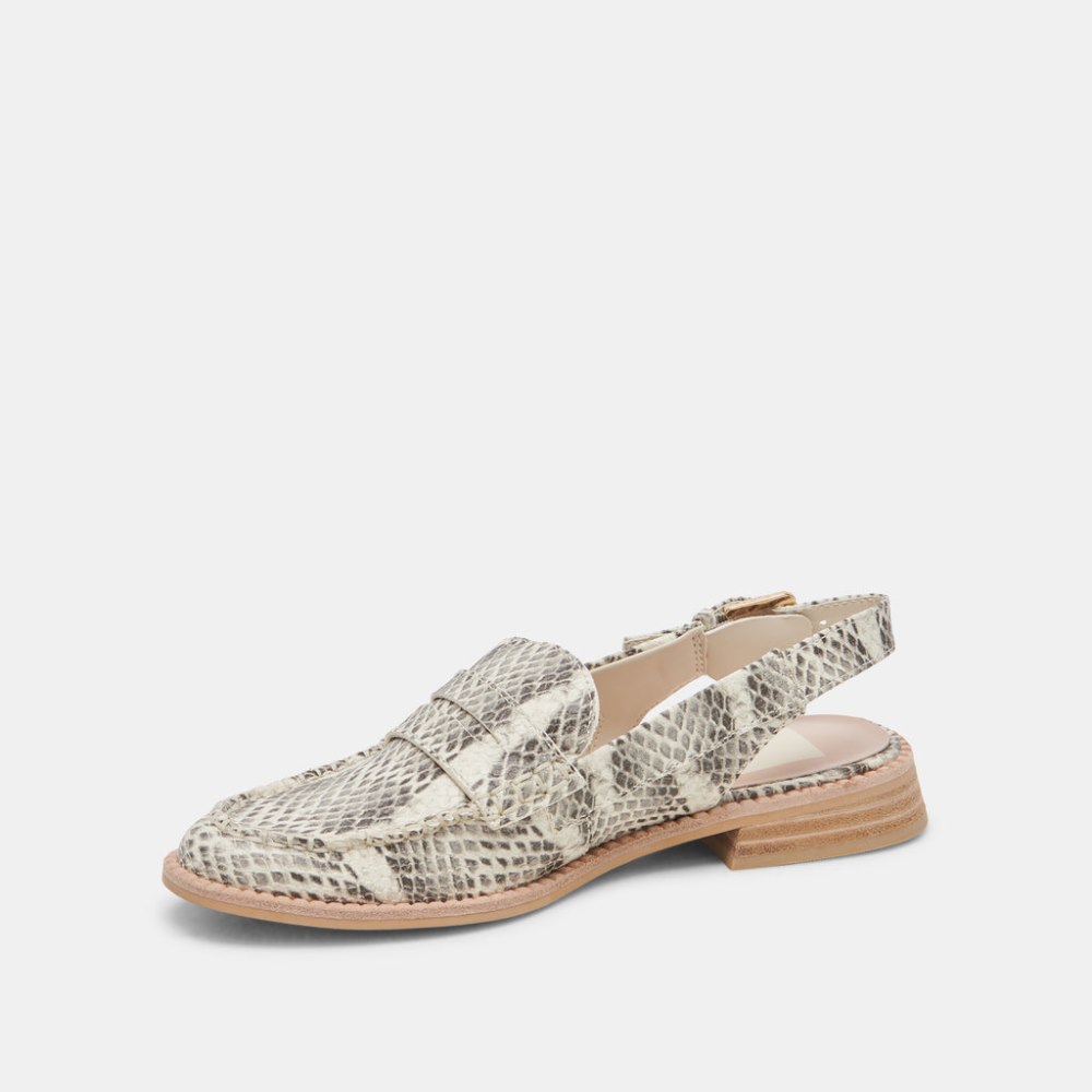 Dolce Vita Hardi Loafers Grey White Snake Embossed