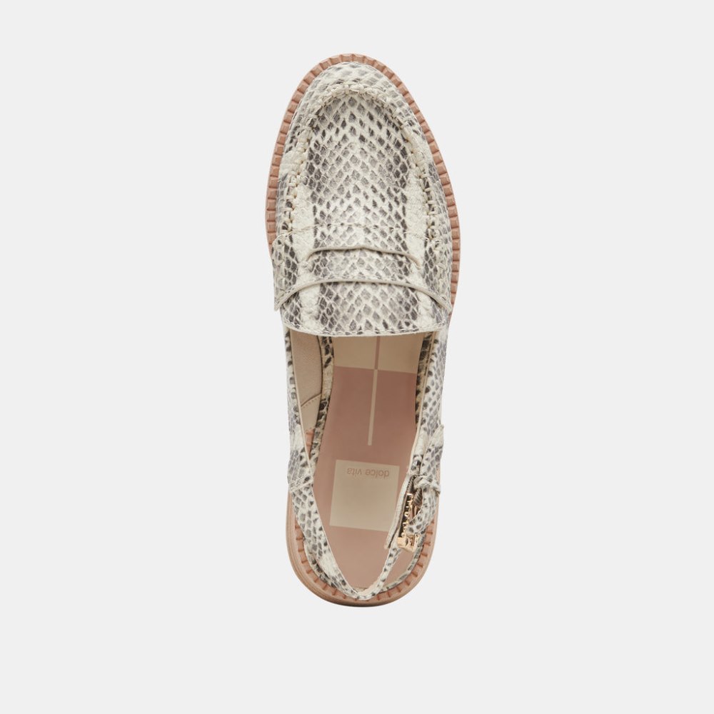 Dolce Vita Hardi Loafers Grey White Snake Embossed