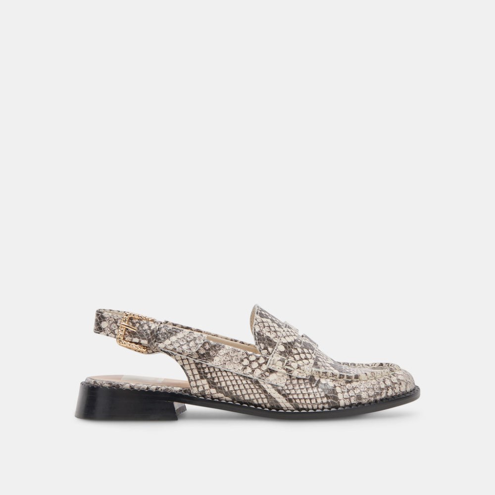 Dolce Vita Hardi Loafers Black White Embossed Snake
