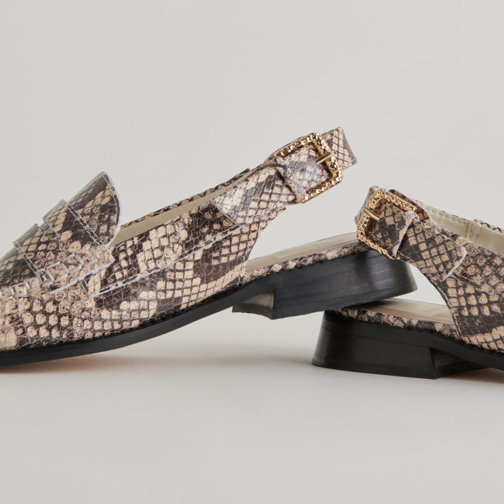Dolce Vita Hardi Loafers Black White Embossed Snake