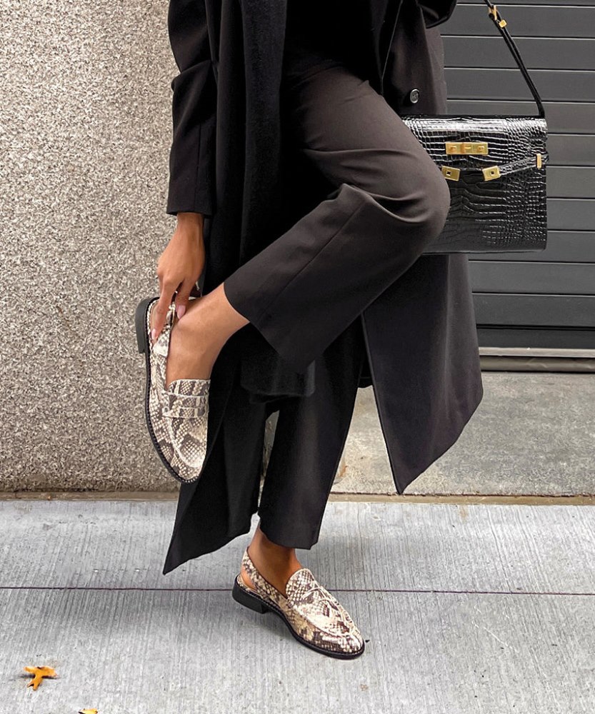 Dolce Vita Hardi Loafers Black White Embossed Snake