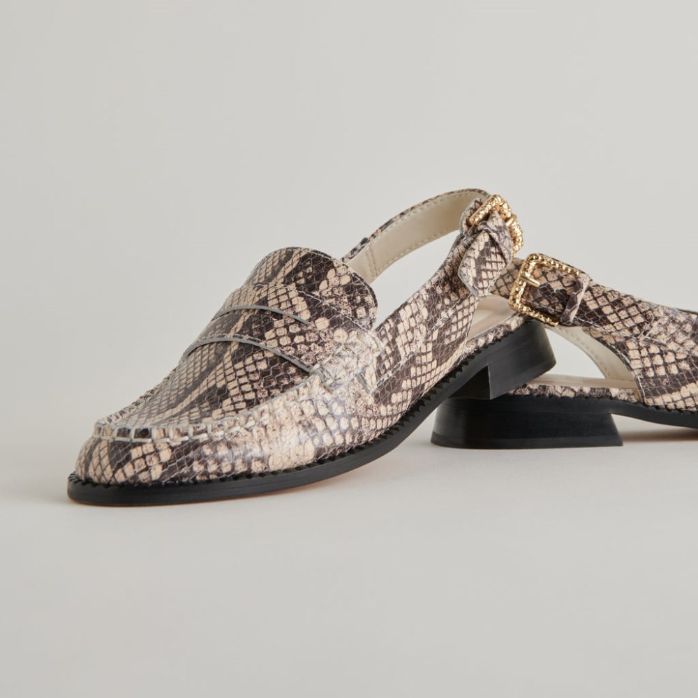 Dolce Vita Hardi Loafers Black White Embossed Snake