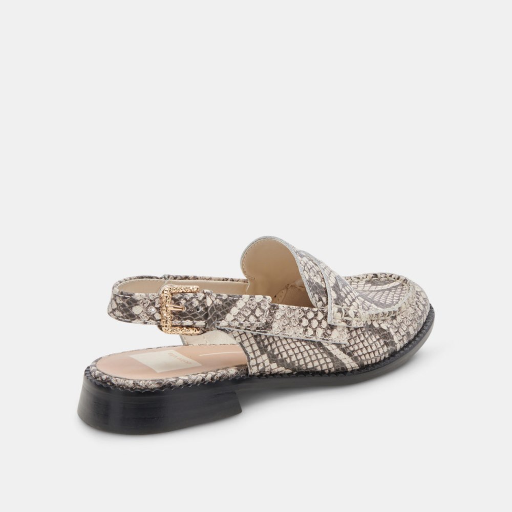Dolce Vita Hardi Loafers Black White Embossed Snake