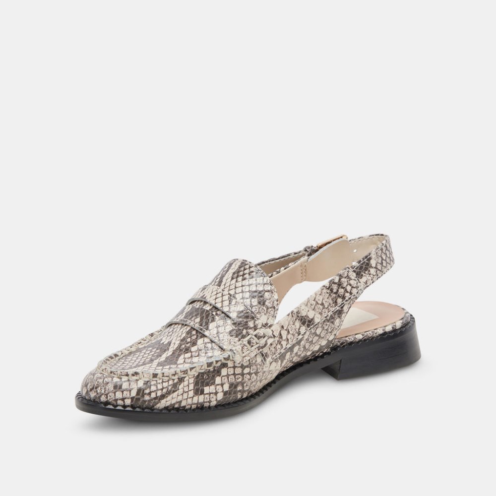 Dolce Vita Hardi Loafers Black White Embossed Snake
