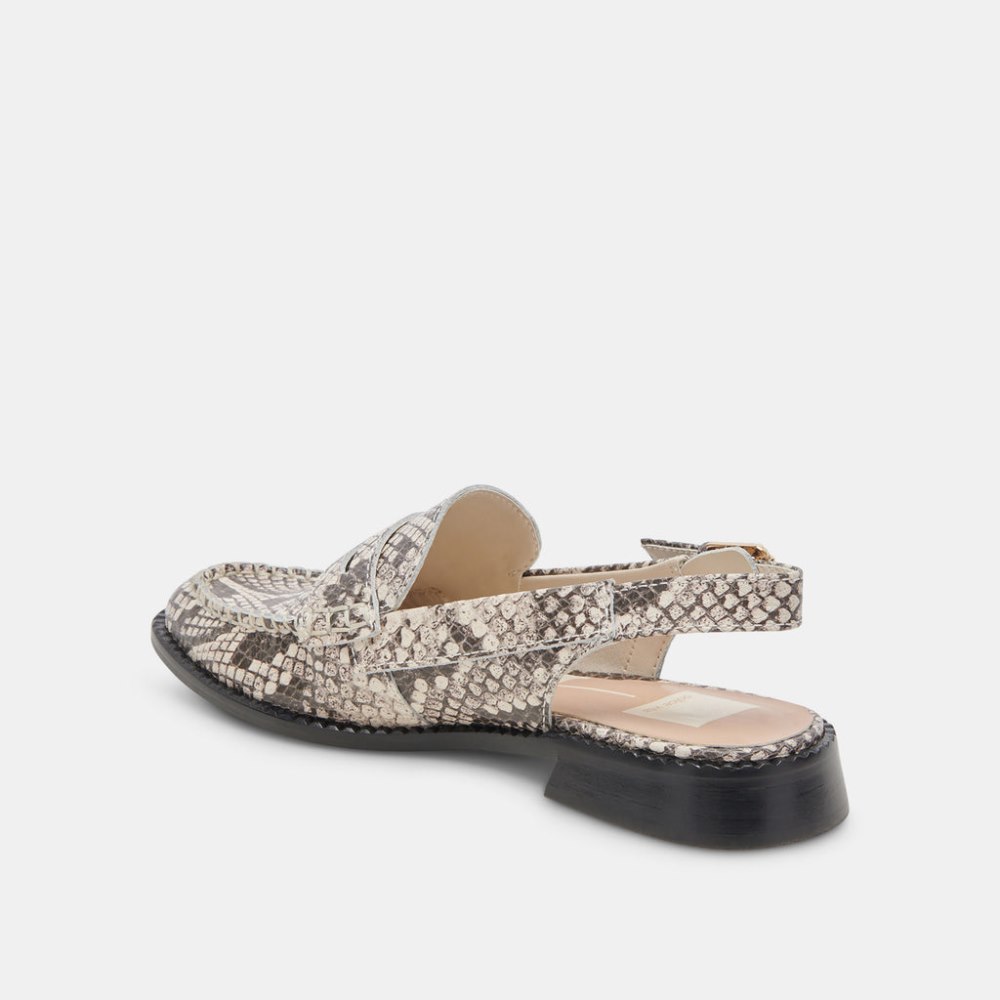 Dolce Vita Hardi Loafers Black White Embossed Snake