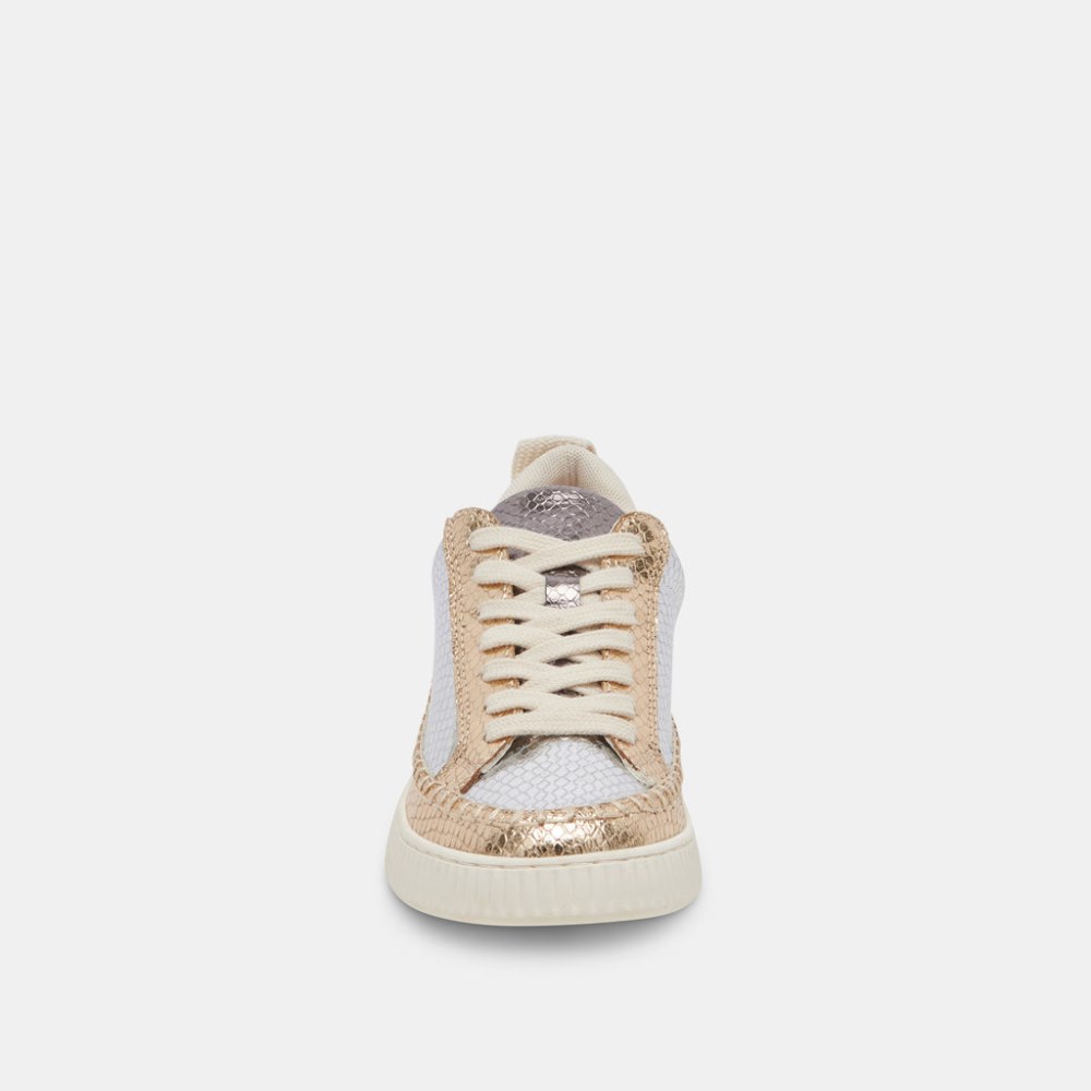 Dolce Vita Nicona Sneakers Silver Gold Embossed Leather