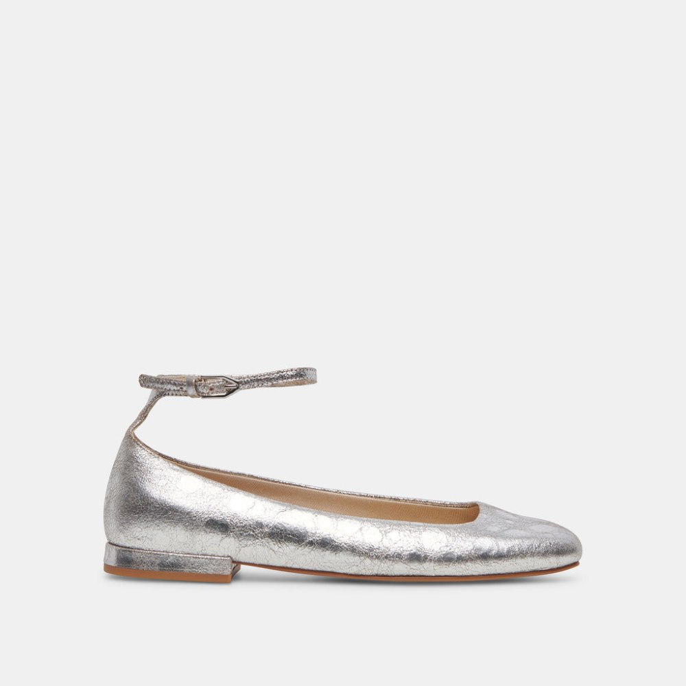 Dolce Vita Ashya Ballet Flats Silver Distressed Leather