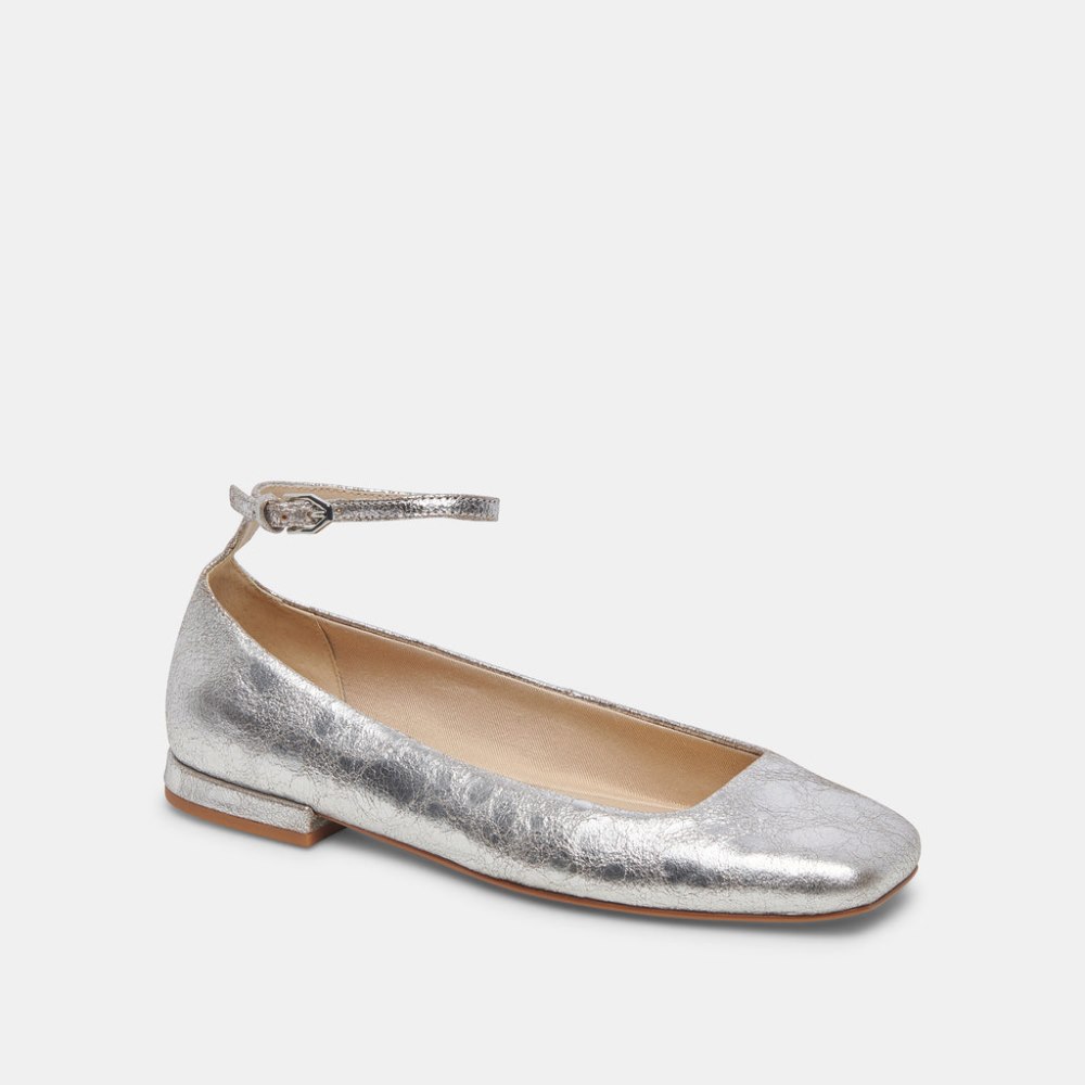 Dolce Vita Ashya Ballet Flats Silver Distressed Leather
