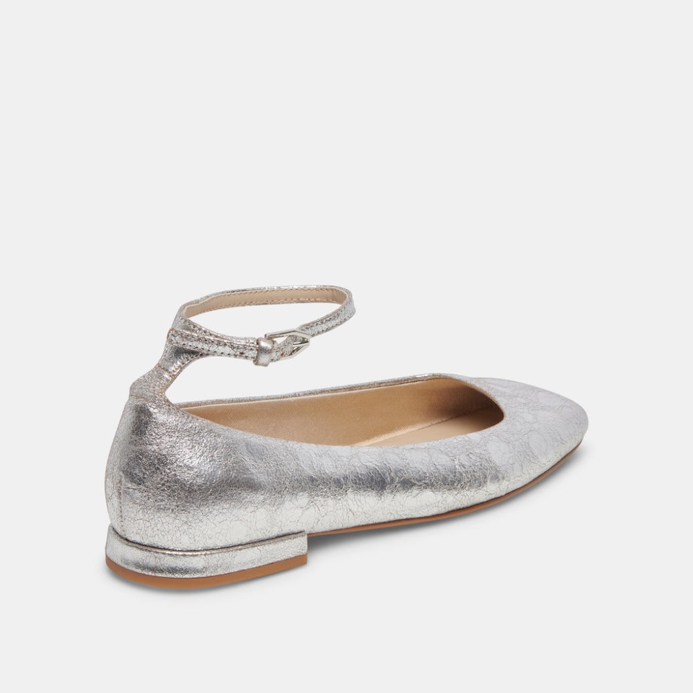 Dolce Vita Ashya Ballet Flats Silver Distressed Leather