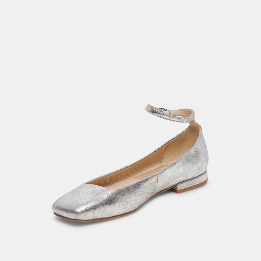 Dolce Vita Ashya Ballet Flats Silver Distressed Leather