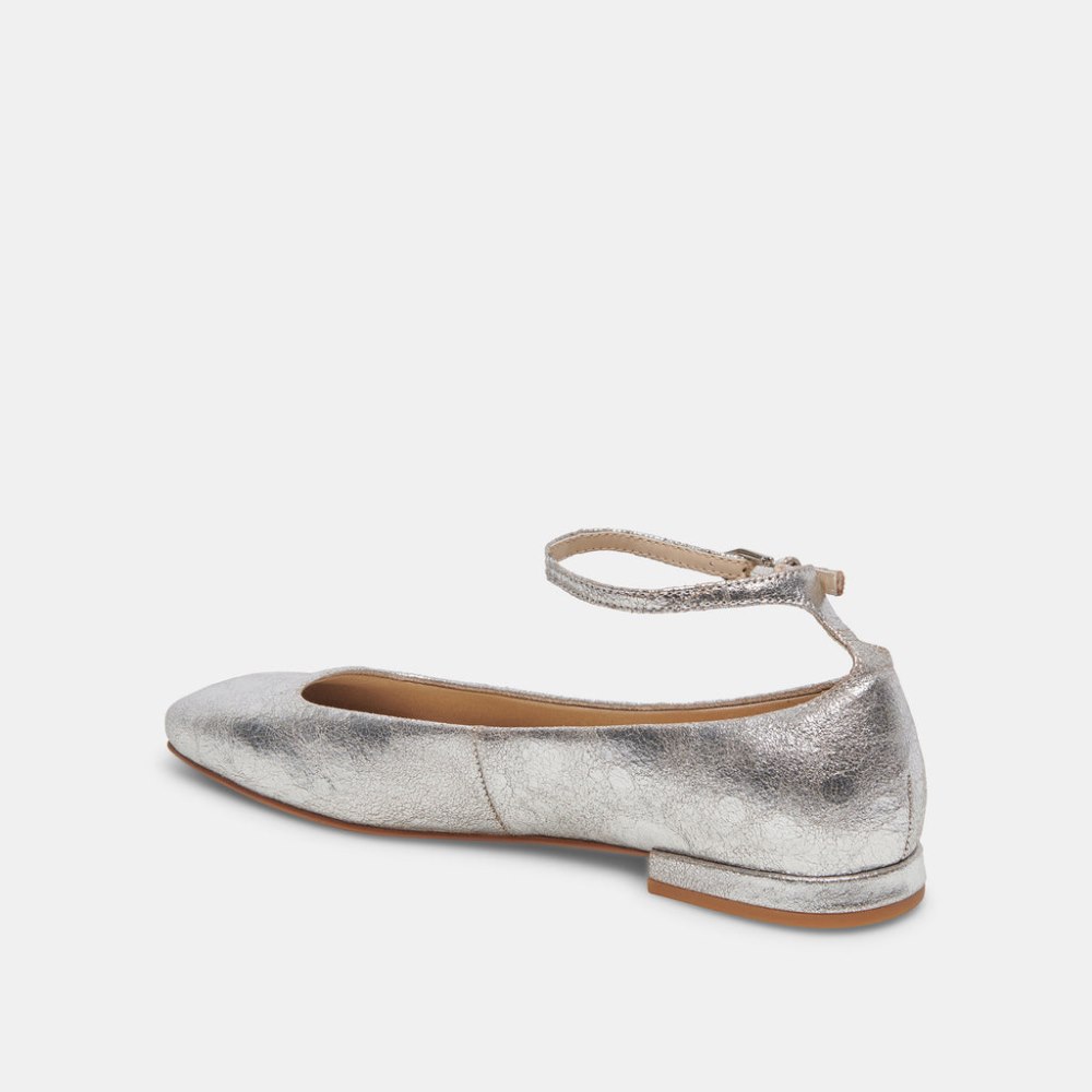 Dolce Vita Ashya Ballet Flats Silver Distressed Leather