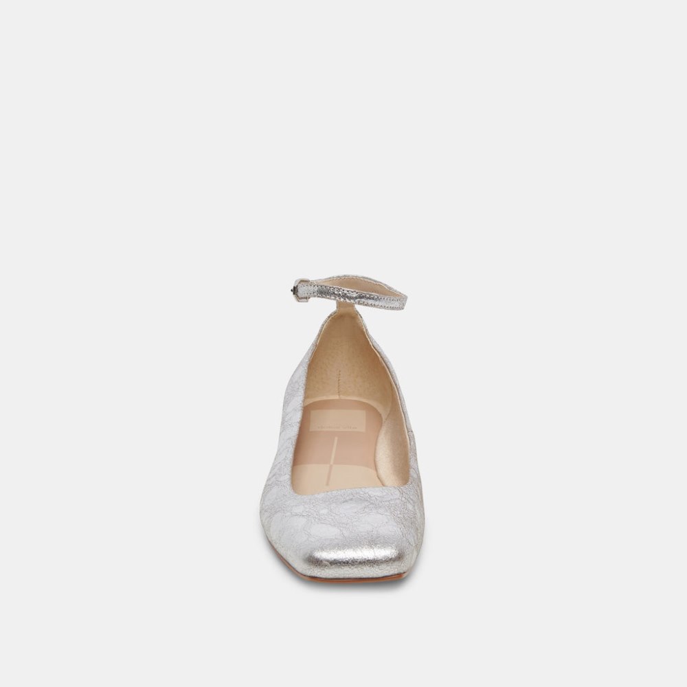 Dolce Vita Ashya Ballet Flats Silver Distressed Leather