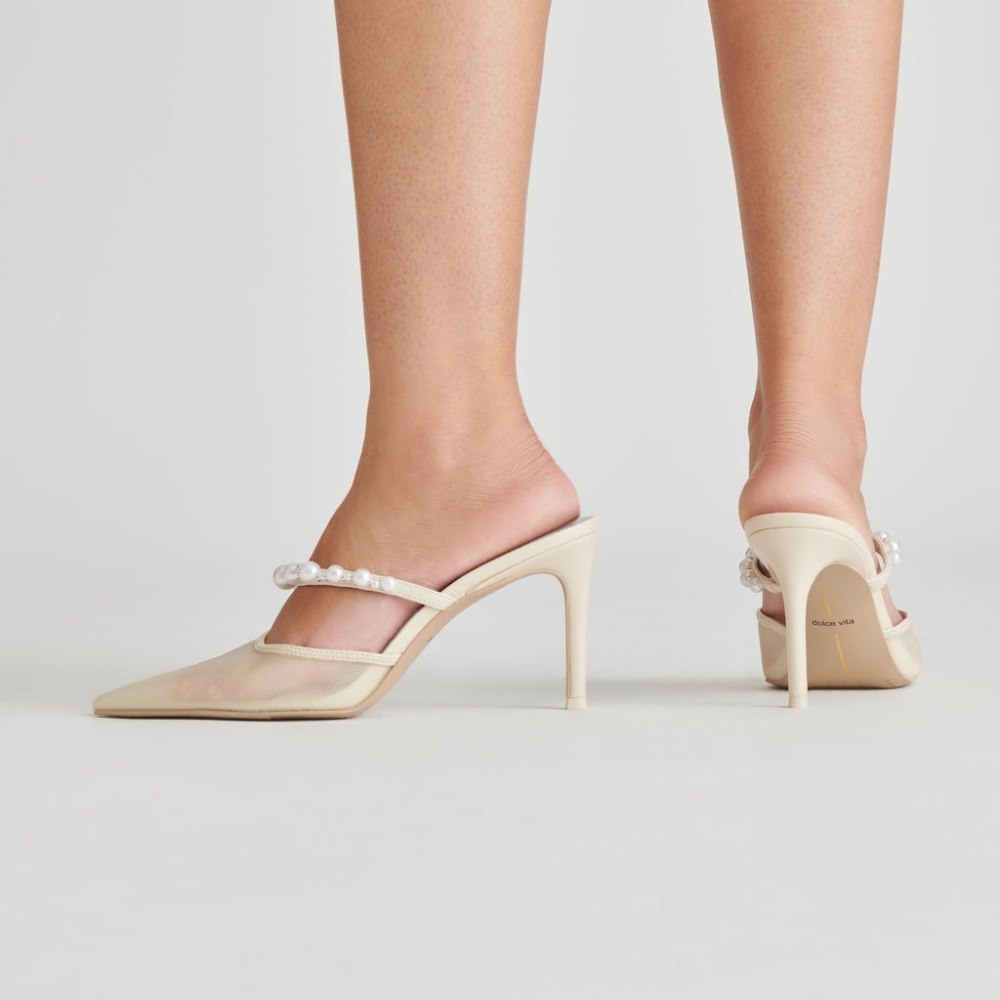 Dolce Vita Kaysie Pearl Heels Ivory Mesh