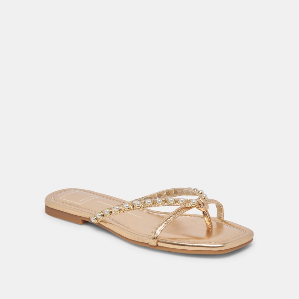 Dolce Vita Lucca Pearl Sandals Gold Pearls