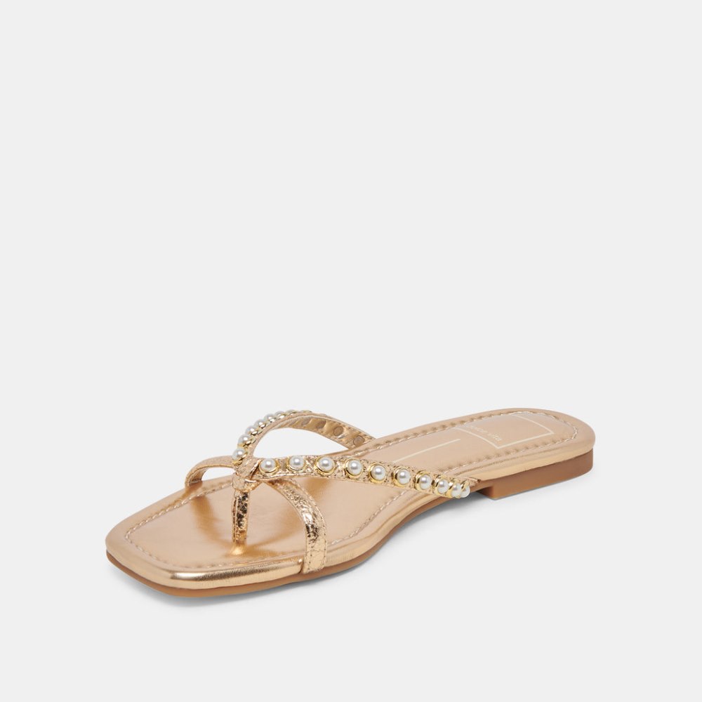 Dolce Vita Lucca Pearl Sandals Gold Pearls