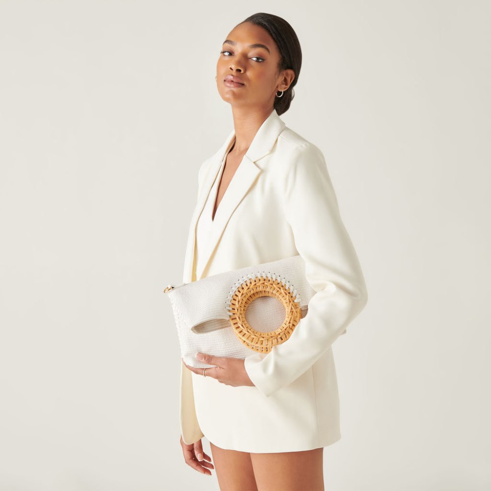 Dolce Vita Lilah Clutch White Embossed Faux Leather