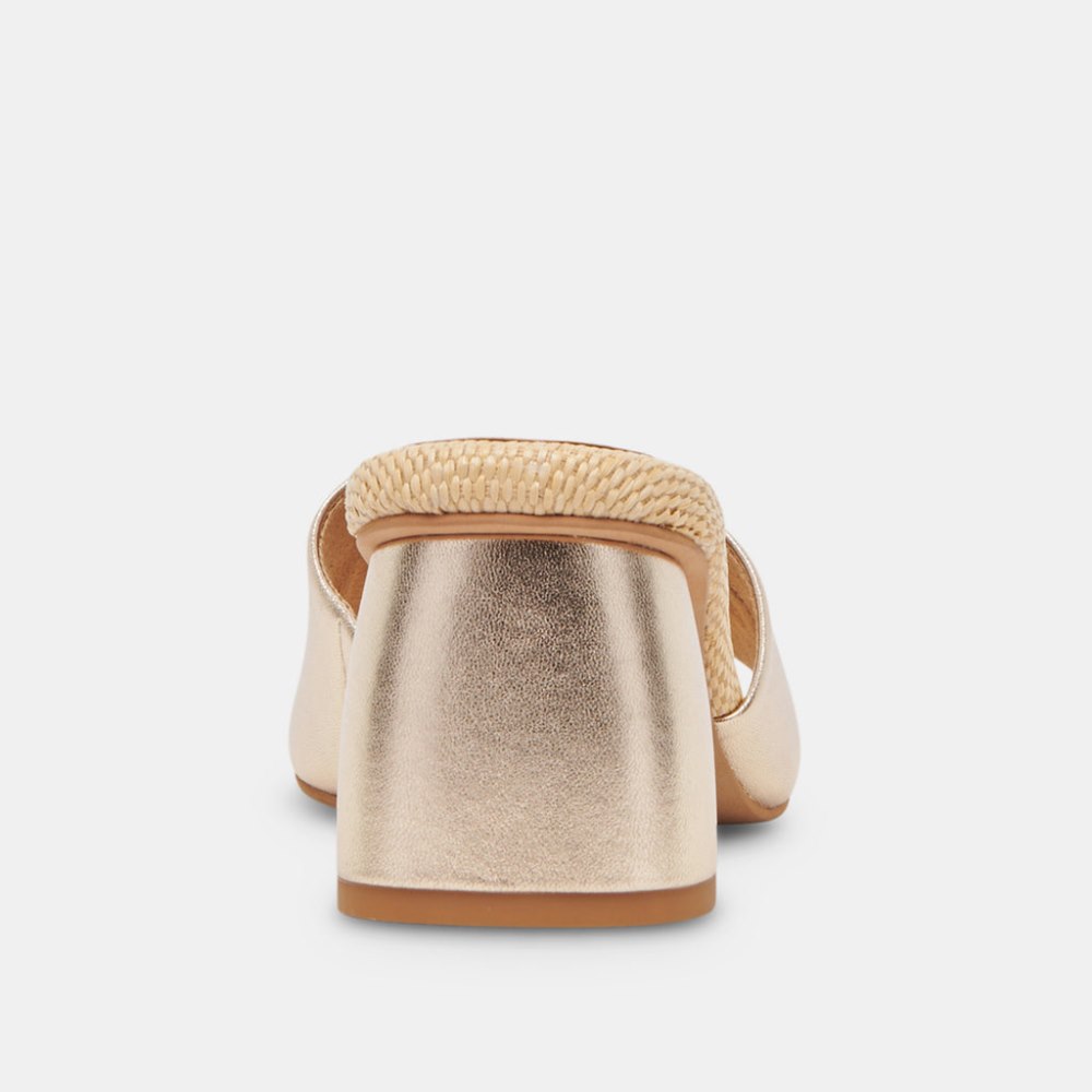 Dolce Vita Minny Raffia Heels Rose Gold Leather
