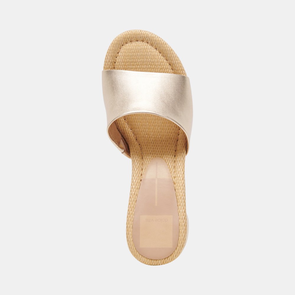 Dolce Vita Minny Raffia Heels Rose Gold Leather
