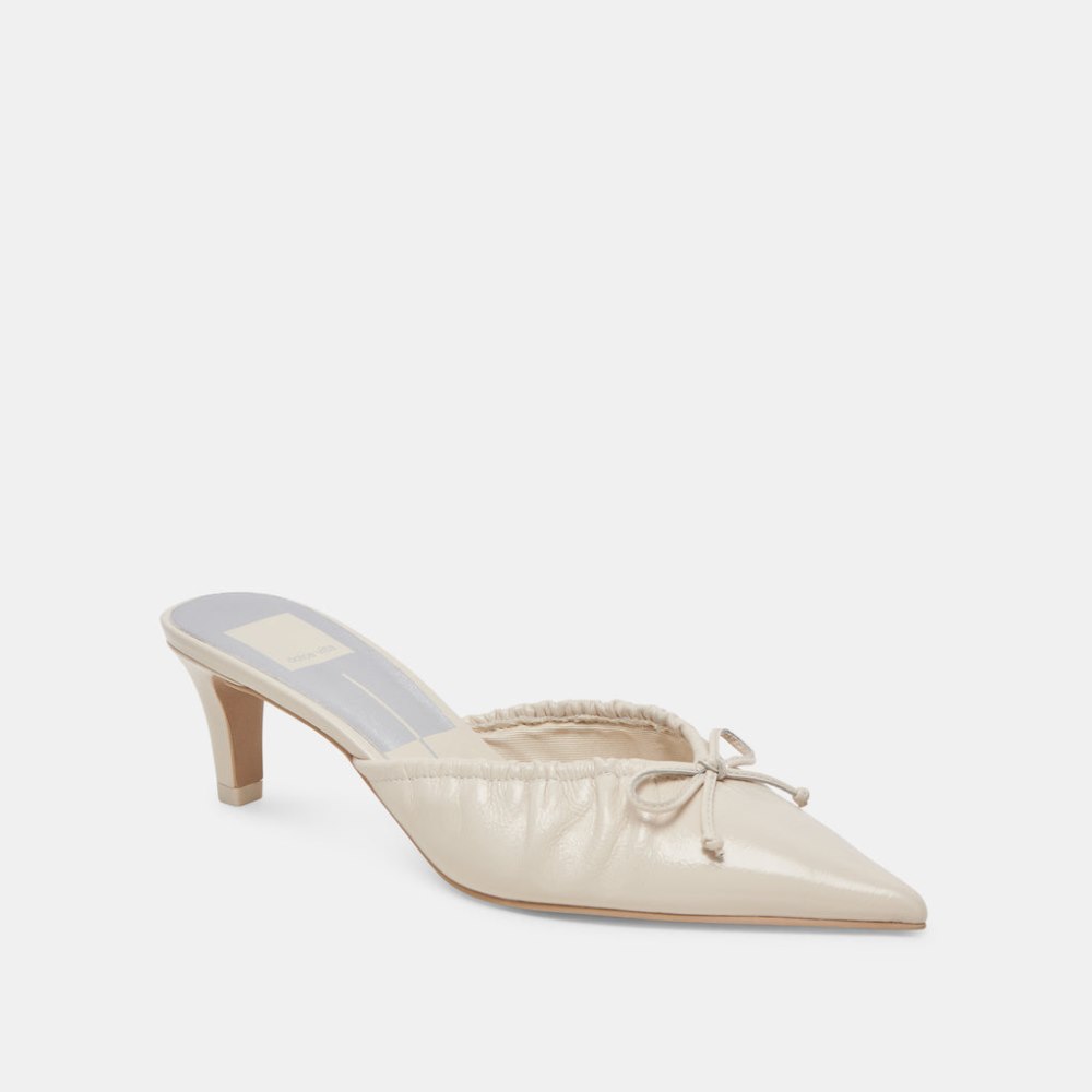 Dolce Vita Kairi Mid Heels Ivory Crinkle Patent