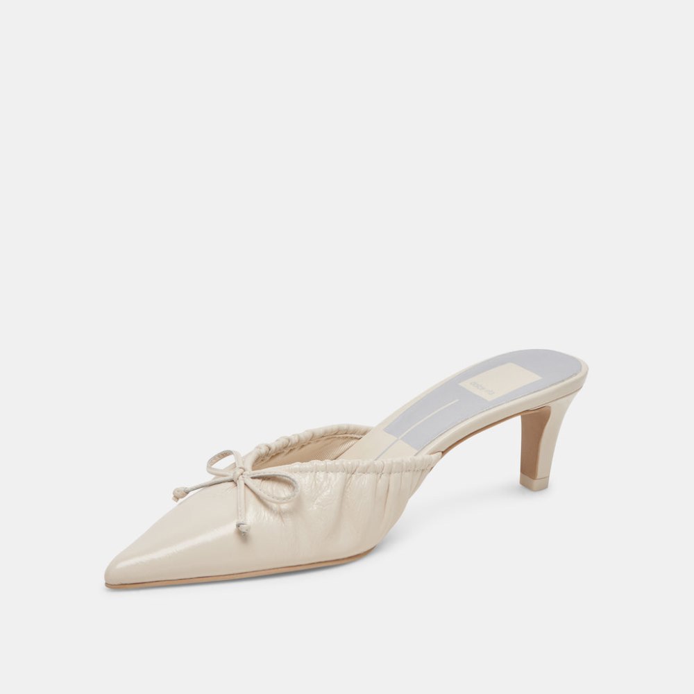 Dolce Vita Kairi Mid Heels Ivory Crinkle Patent