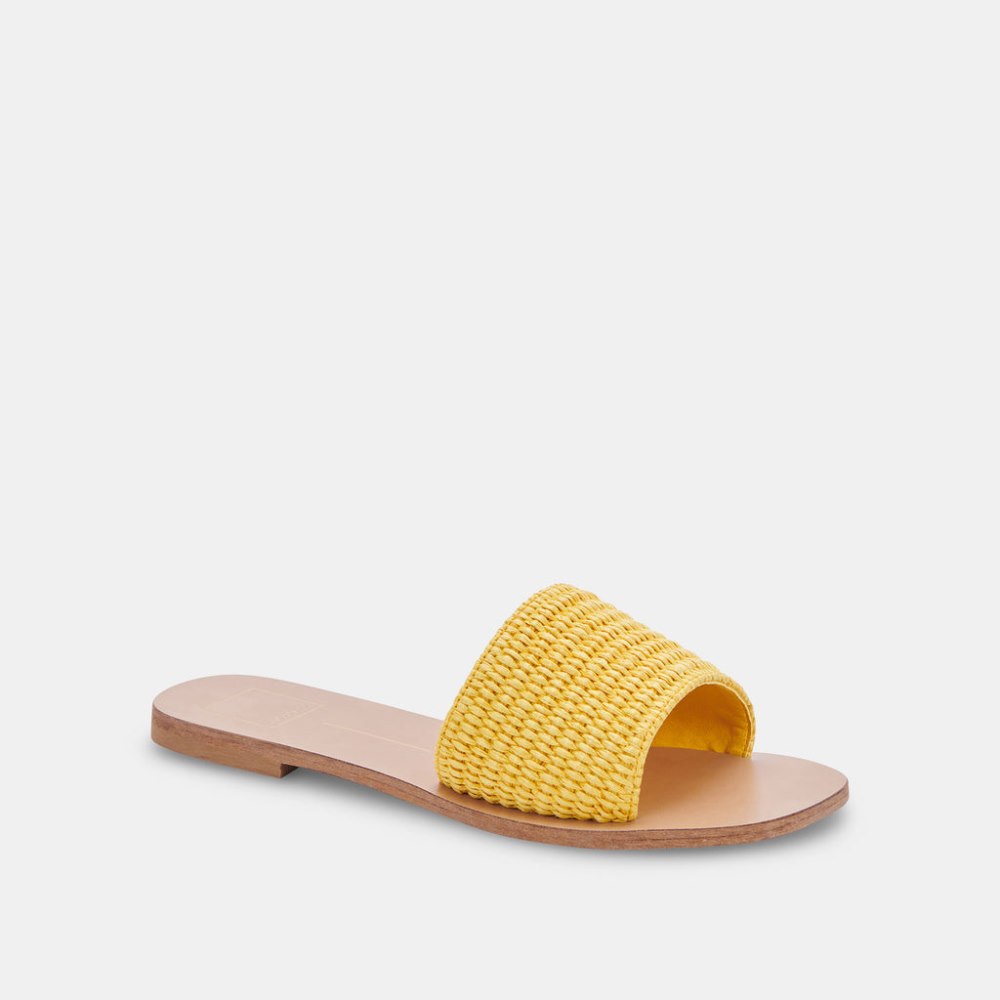 Dolce Vita Belle Sandals Yellow Raffia