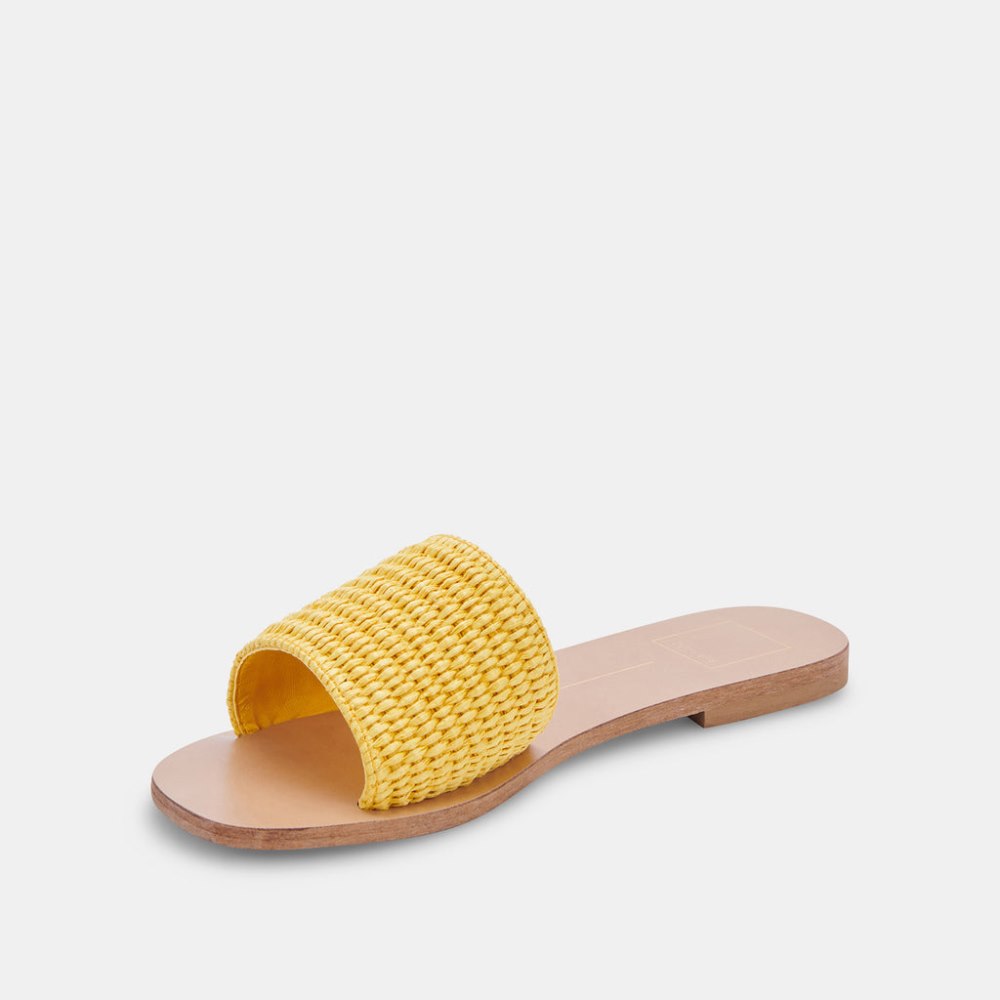 Dolce Vita Belle Sandals Yellow Raffia