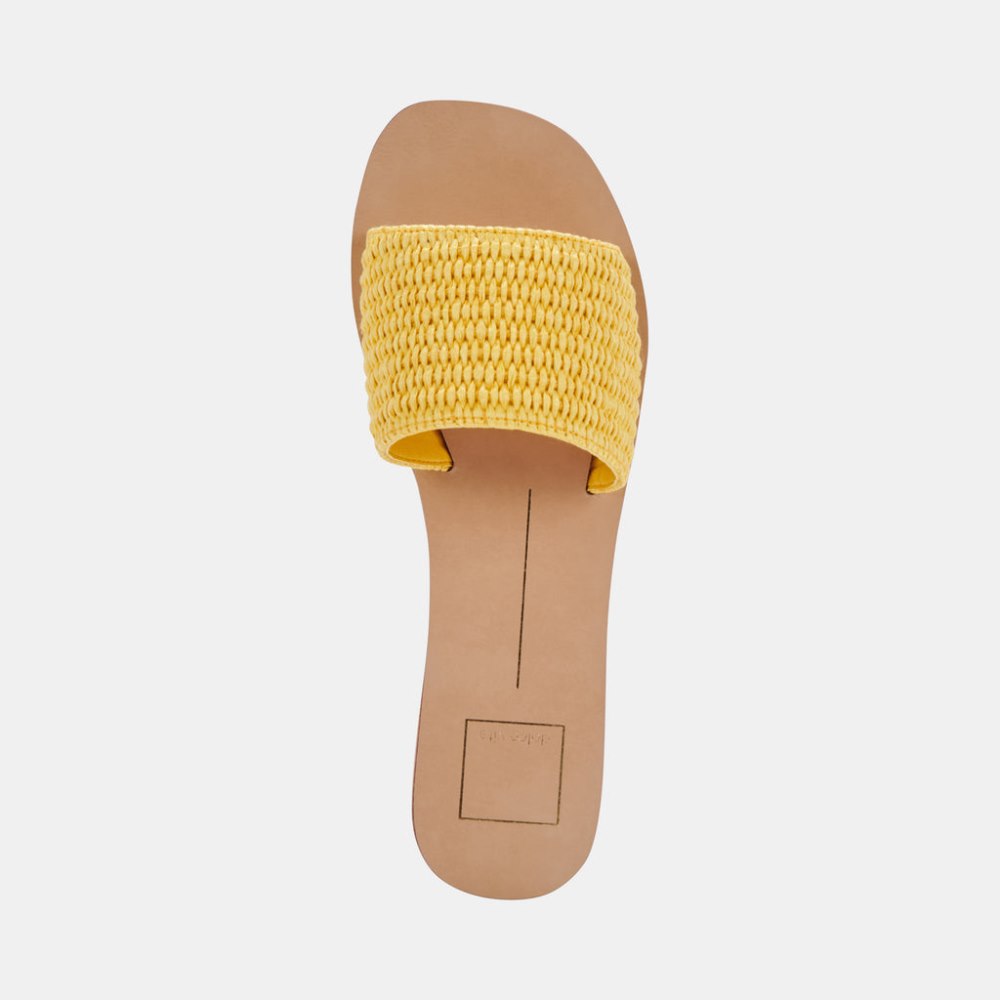 Dolce Vita Belle Sandals Yellow Raffia