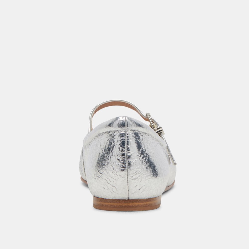 Dolce Vita Reyes Wide Ballet Flats Silver Distressed Leather