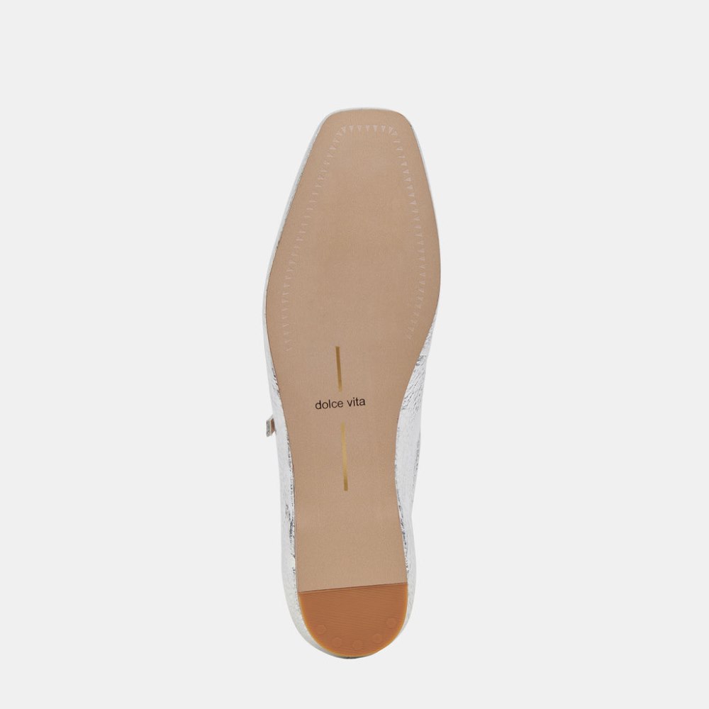 Dolce Vita Reyes Wide Ballet Flats Silver Distressed Leather