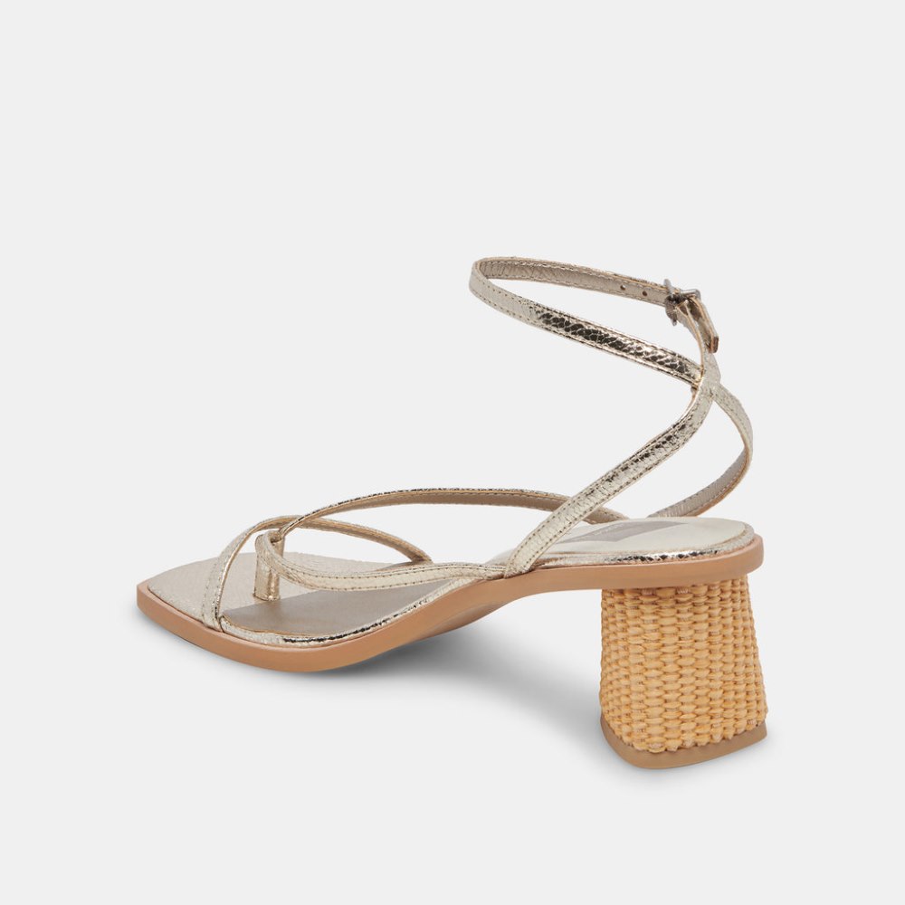 Dolce Vita Banita Wide Sandals Light Gold Crackled Stella