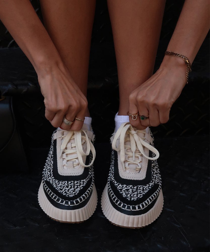 Dolce Vita Dolen Sneakers White Black Woven