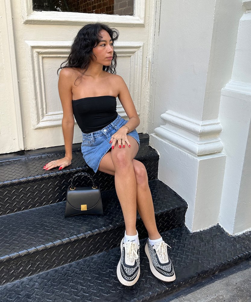 Dolce Vita Dolen Sneakers White Black Woven