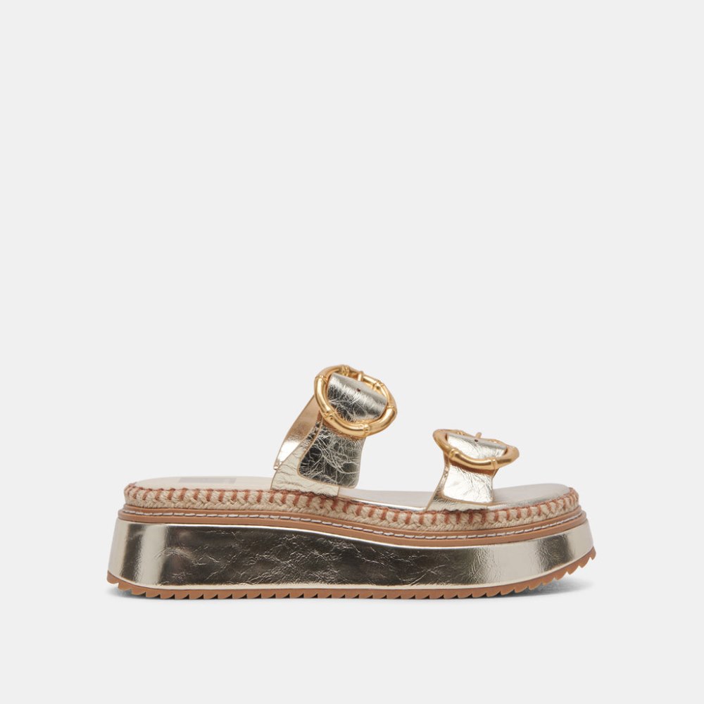 Dolce Vita Rysha Sandals Light Gold Crinkle Patent