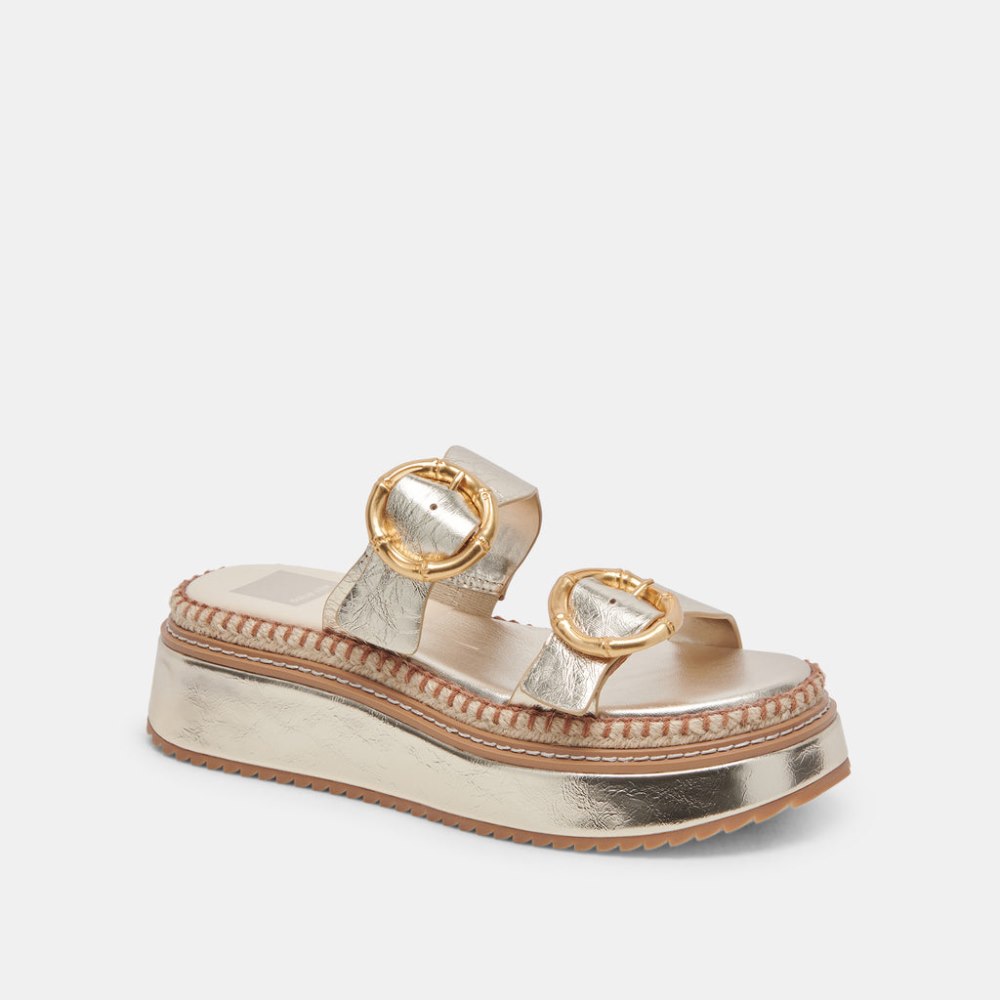 Dolce Vita Rysha Sandals Light Gold Crinkle Patent
