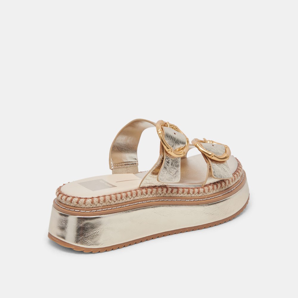 Dolce Vita Rysha Sandals Light Gold Crinkle Patent