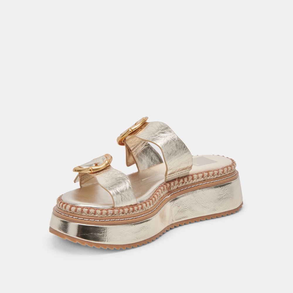 Dolce Vita Rysha Sandals Light Gold Crinkle Patent
