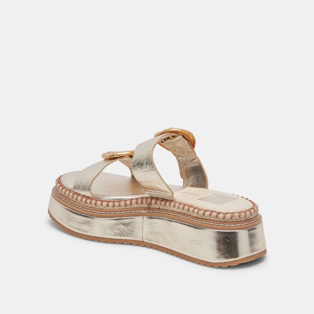 Dolce Vita Rysha Sandals Light Gold Crinkle Patent