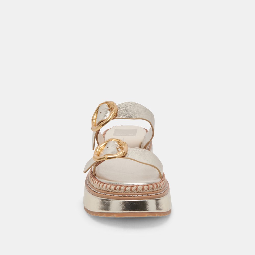 Dolce Vita Rysha Sandals Light Gold Crinkle Patent
