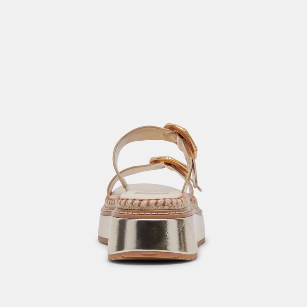 Dolce Vita Rysha Sandals Light Gold Crinkle Patent