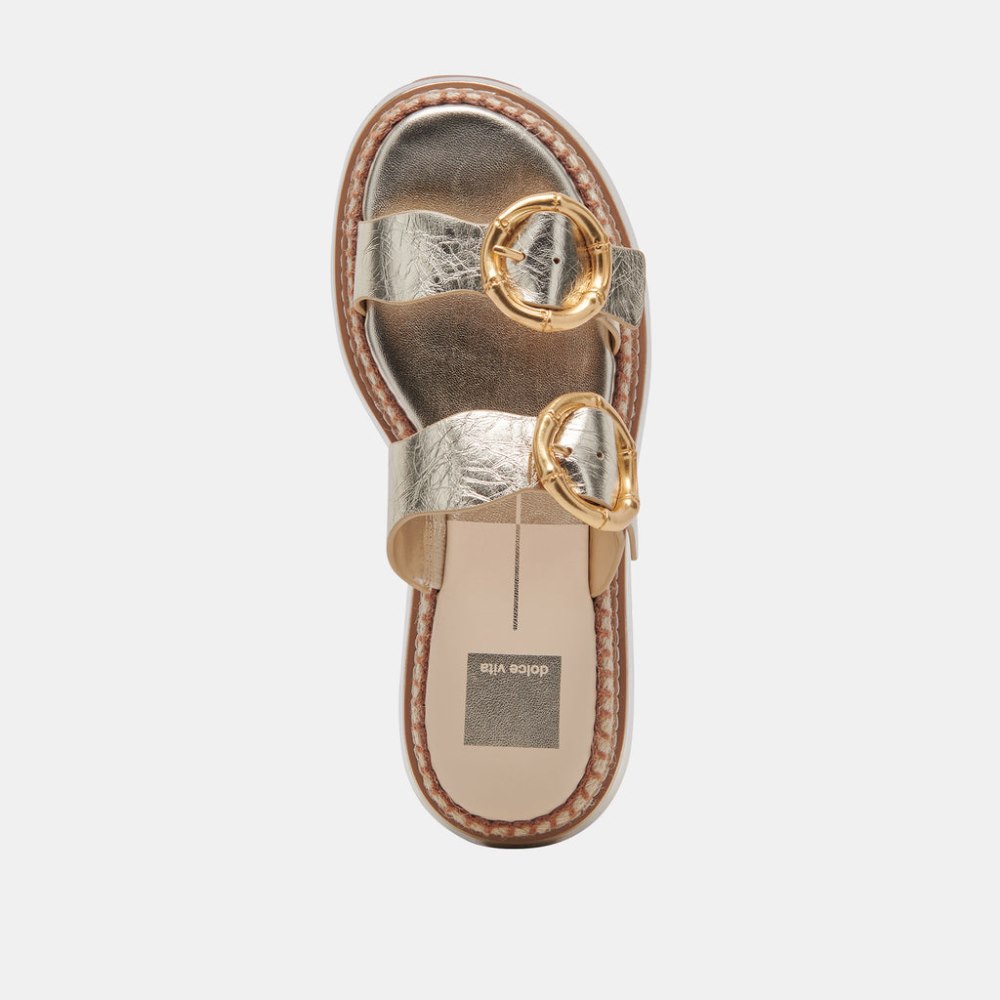 Dolce Vita Rysha Sandals Light Gold Crinkle Patent