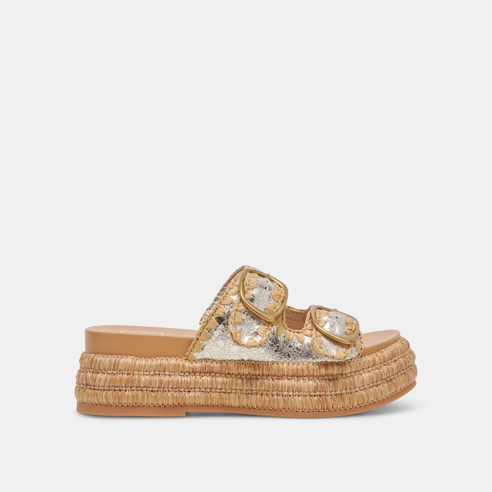 Dolce Vita Wanika Sandals Platinum Crackled Leather